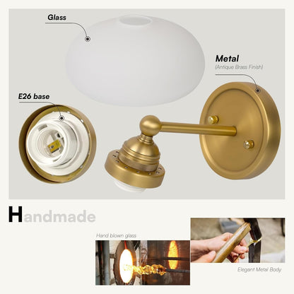 Alberta Bauhaus Milk White Glass Wall Sconce