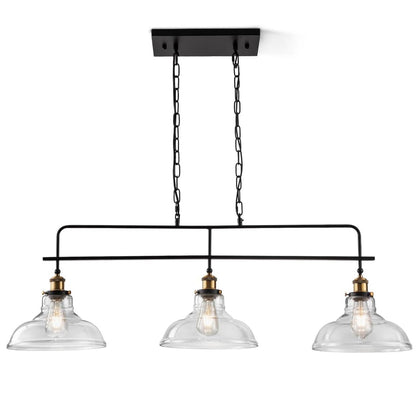 Bronte Industrial Metal 3 Lights Dome Glass Chandelier
