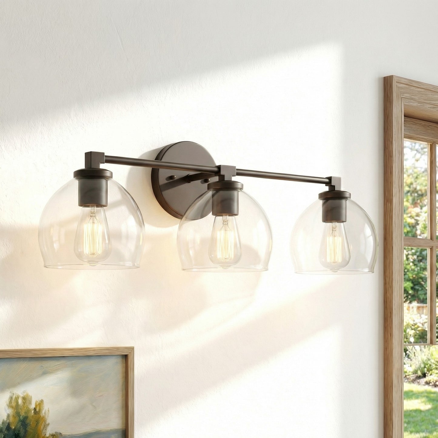 Conrad Vintage 3 Heads Bellflower Glass Wall Sconce