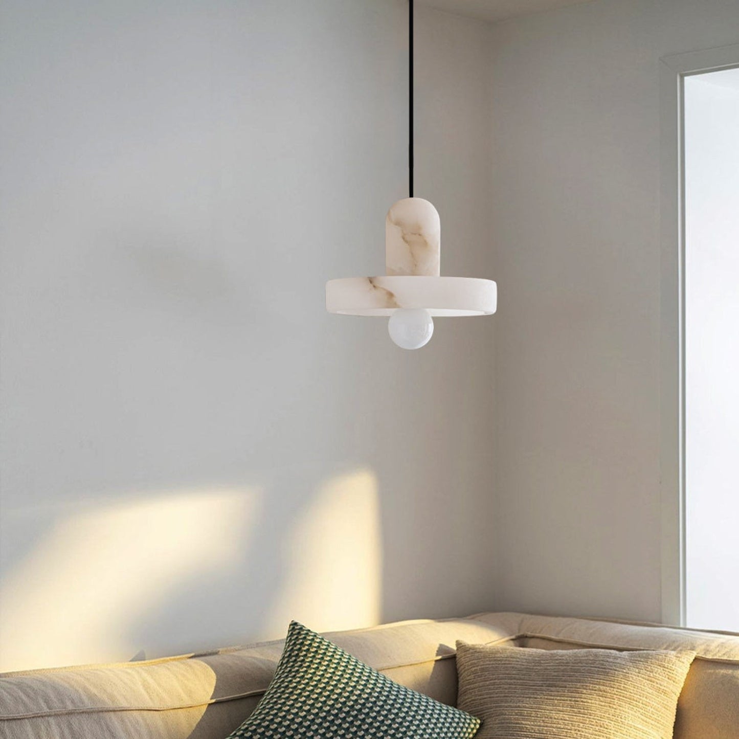 Vyndorix Farmhouse Hat Shaped Alabaster Pendant Light