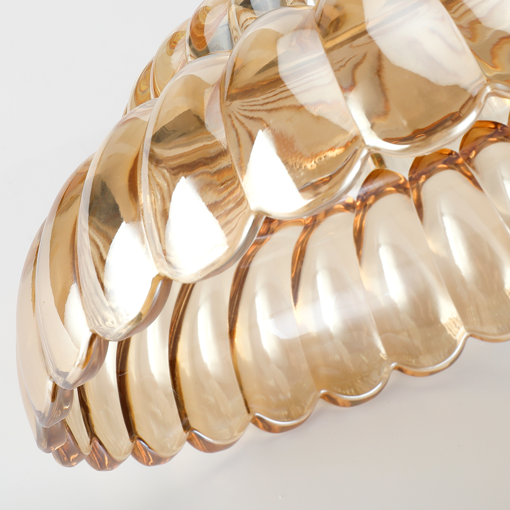 Raveena Vintage Amber Glass Semi Flush Mount Floral Ceiling Light