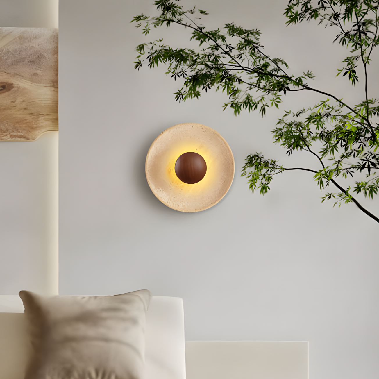 Jannik Wabi-Sabi LED Travertine Round Wall Light
