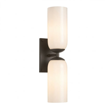 Iliana Rustic White Glass Double Tube Wall Sconce