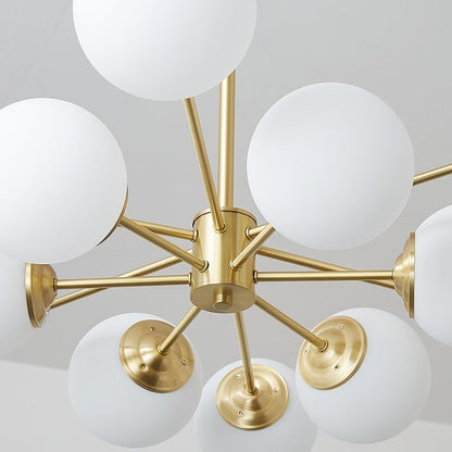 Thalassia Two-Tier Brass Opal Globe Chandelier