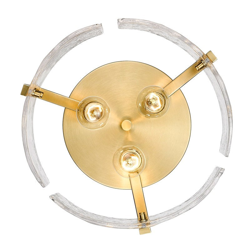 Ozu Modern Water Ripple Glass Drum Flush Mount Light