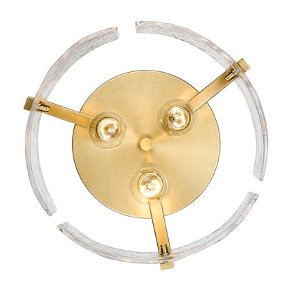 Ozu Modern Water Ripple Glass Drum Flush Mount Light