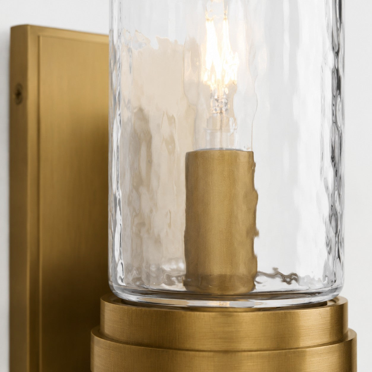 Cora Farmhouse Hammered Glass Double Tube Sconce