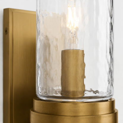 Cora Farmhouse Hammered Glass Double Tube Sconce