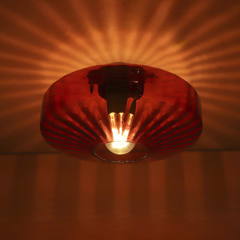 Ember Vintage Multi Color Water Ripple Glass Ceiling Light