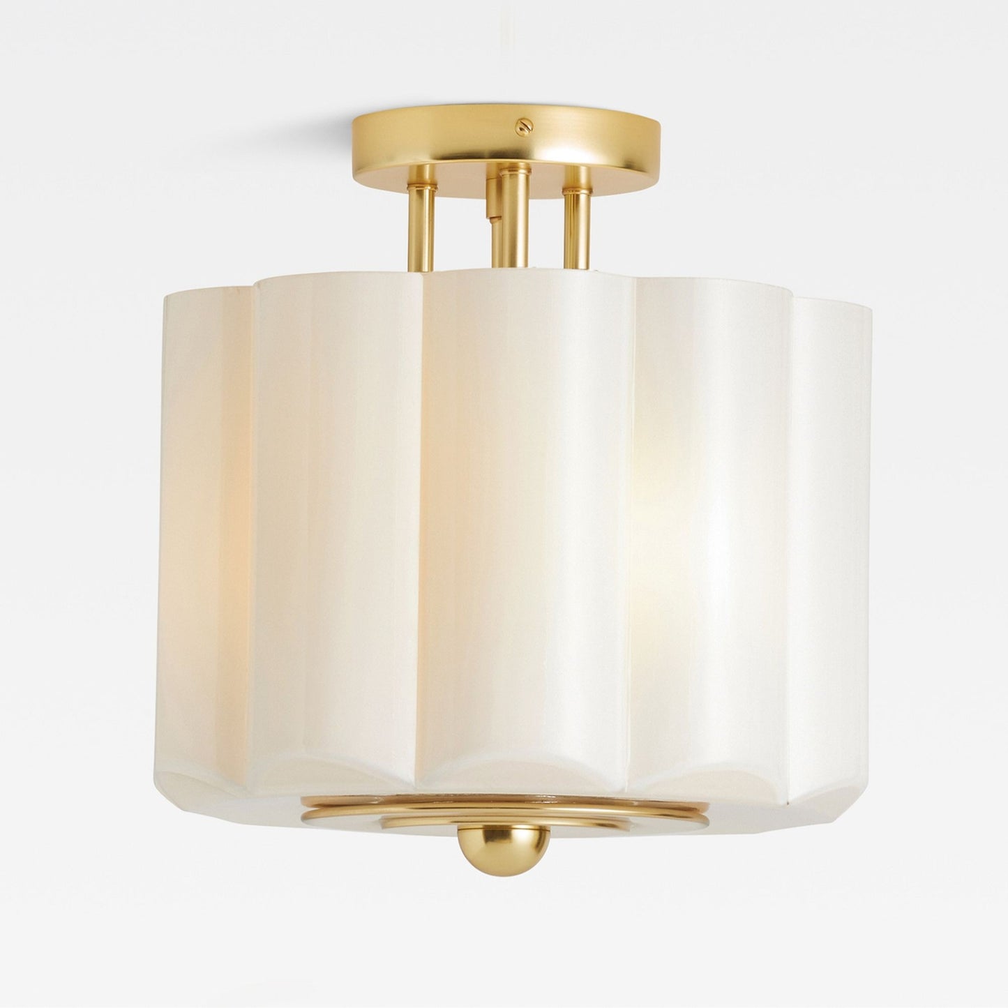 Hanahs Farmhouse Milk Glass Scalloped Shade Ceiling Light
