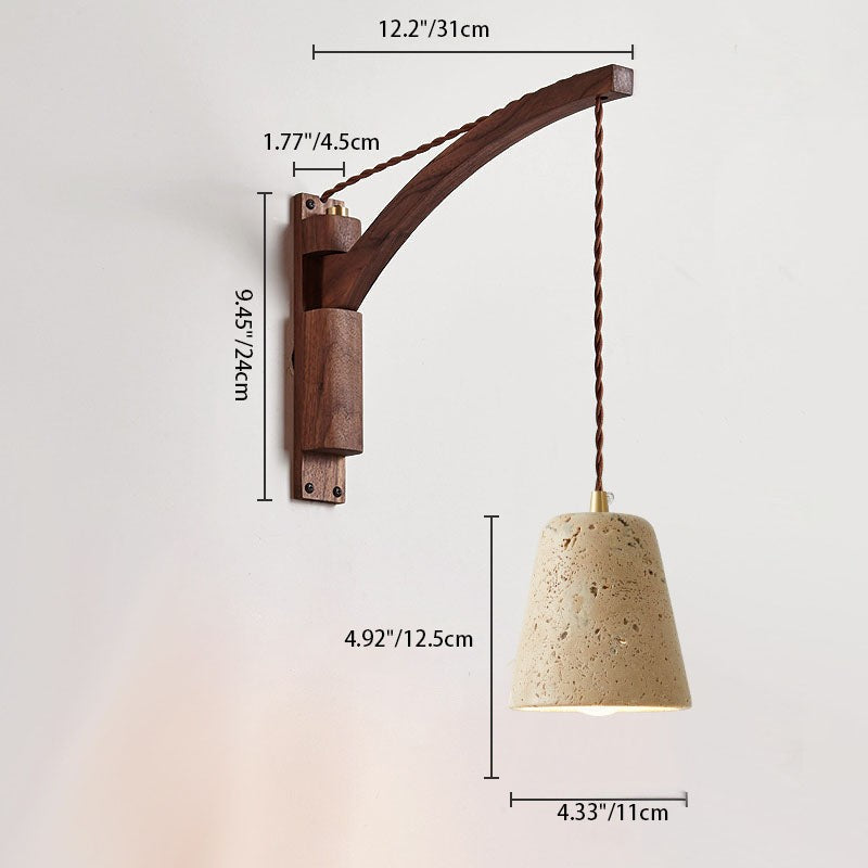 Josiah Modern Solid Wood Travertine Wall Lamp