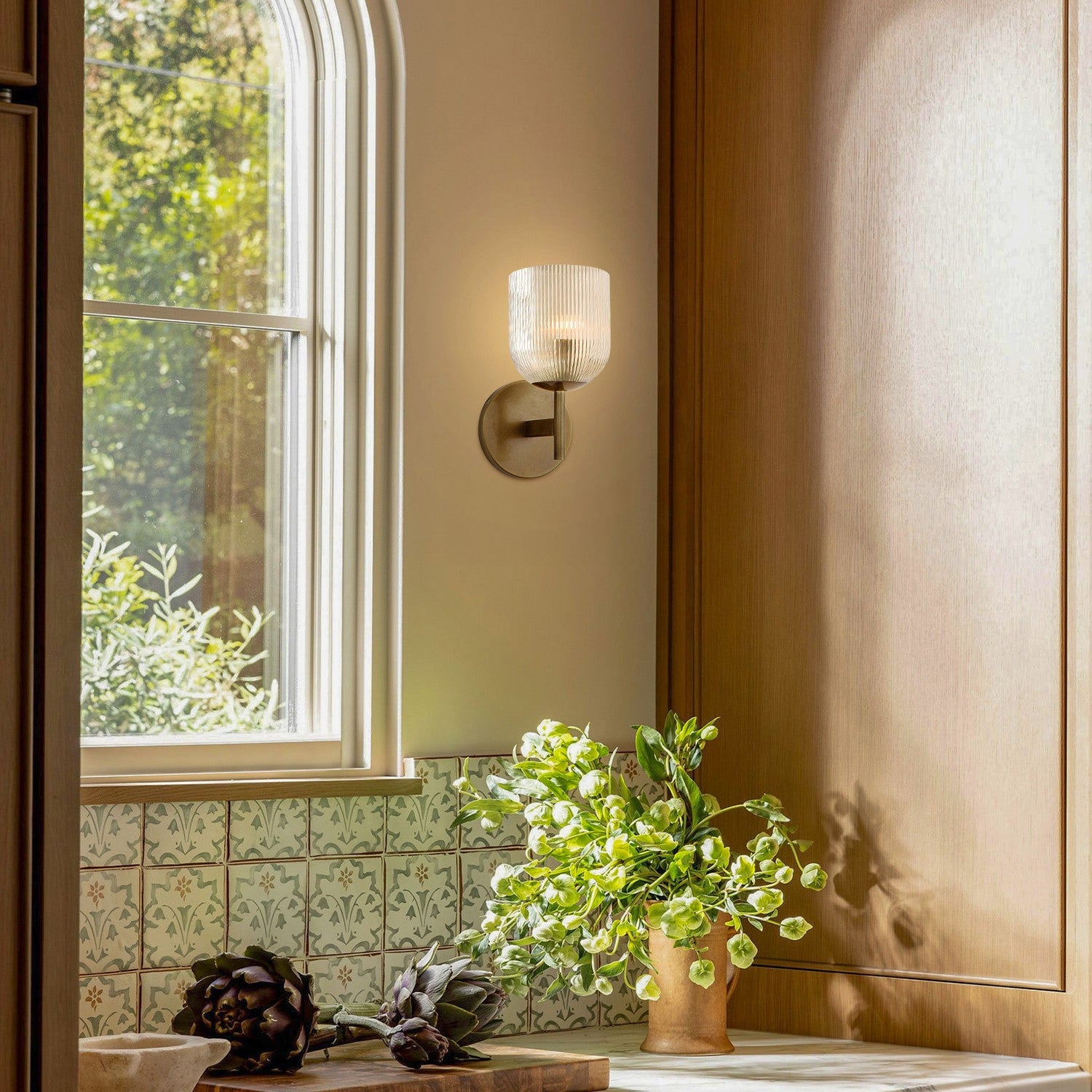 Alain Cooper Ribbed Glass Wall Sconce