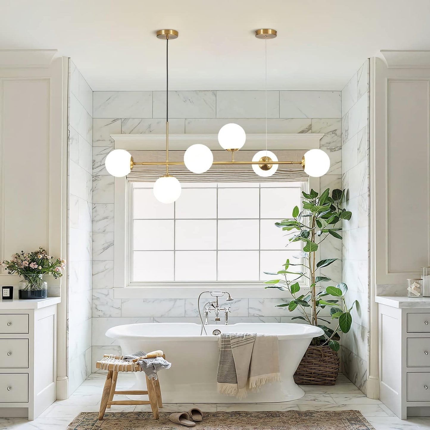 Celestina 6 Light Linear Glass Orb Pendant Light