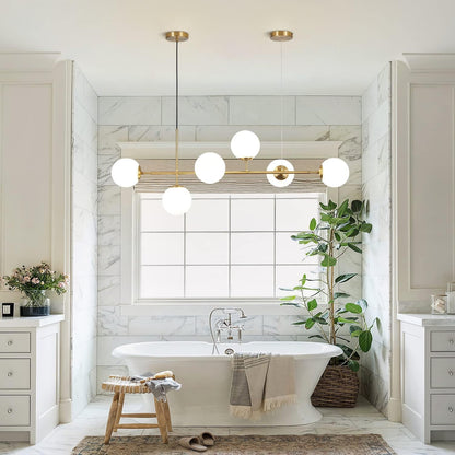 Celestina 6 Light Linear Glass Orb Pendant Light