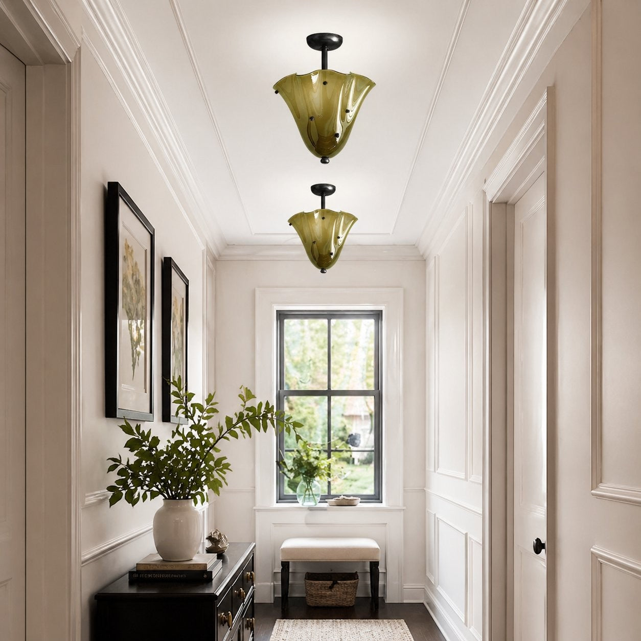 Catalina Contemporary Colored Glass Petal Fazzo Ceiling Light