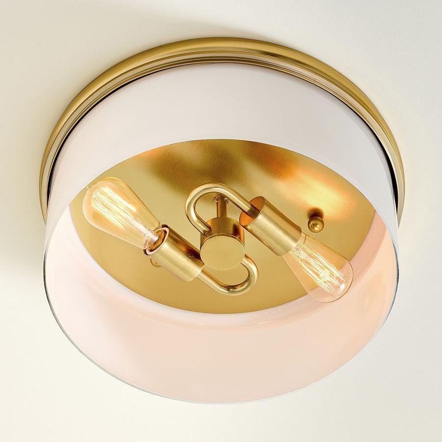 Lionell Farmhouse Milk Glass Round Flush Mount Ceiling Light