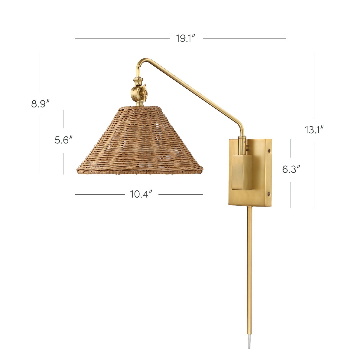 Novar Farmhouse Rattan Plug In Swing Arm Sconce（Set of 2）