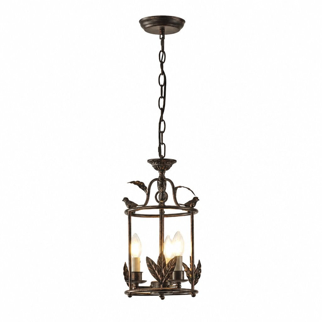 Bailee Vintage Decorative Leaf 3-Light Metal Lantern Pendant Light