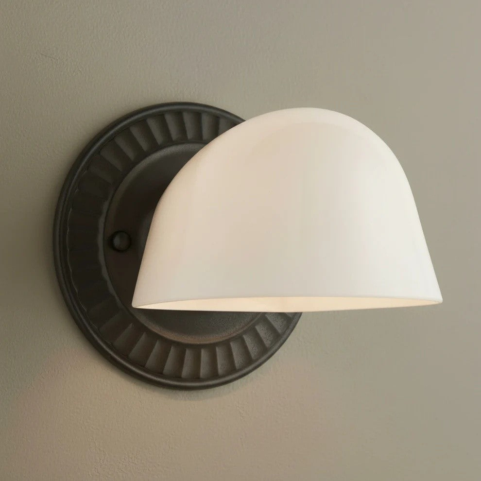 Pyrvyn Mid-Century Modern Milk Glass Shade Wall Sconce