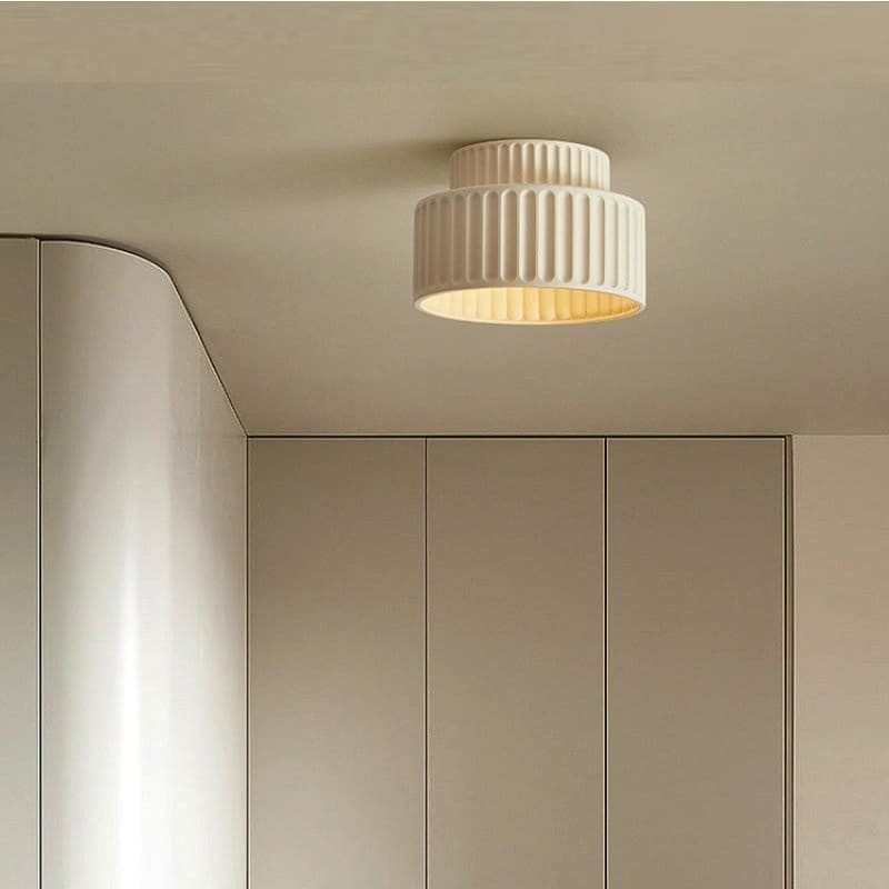 Nicola Vintage Resin Cream Breeze Drum Semi-Flush Mount Ceiling Light
