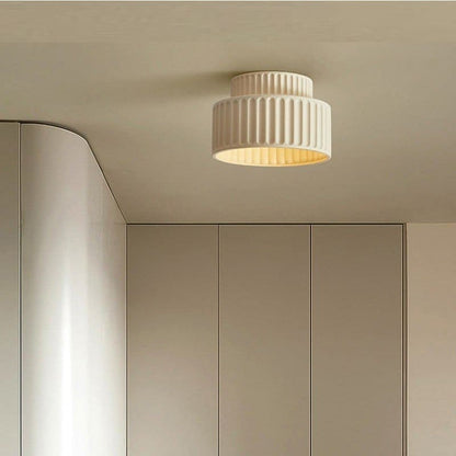 Nicola Vintage Resin Cream Breeze Drum Semi-Flush Mount Ceiling Light