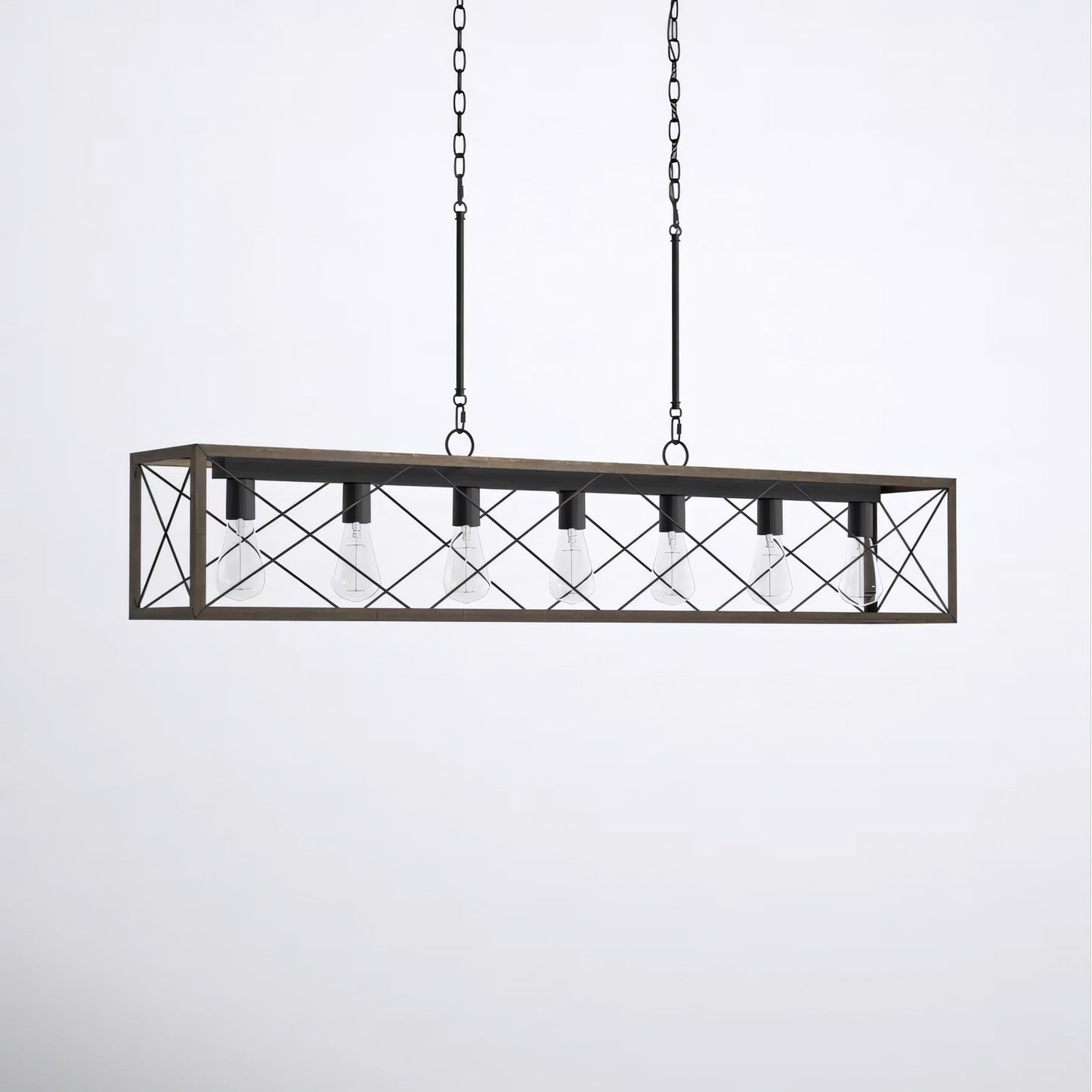 Wrylor Farmhouse 7 Light Steel Rectangle Chandelier