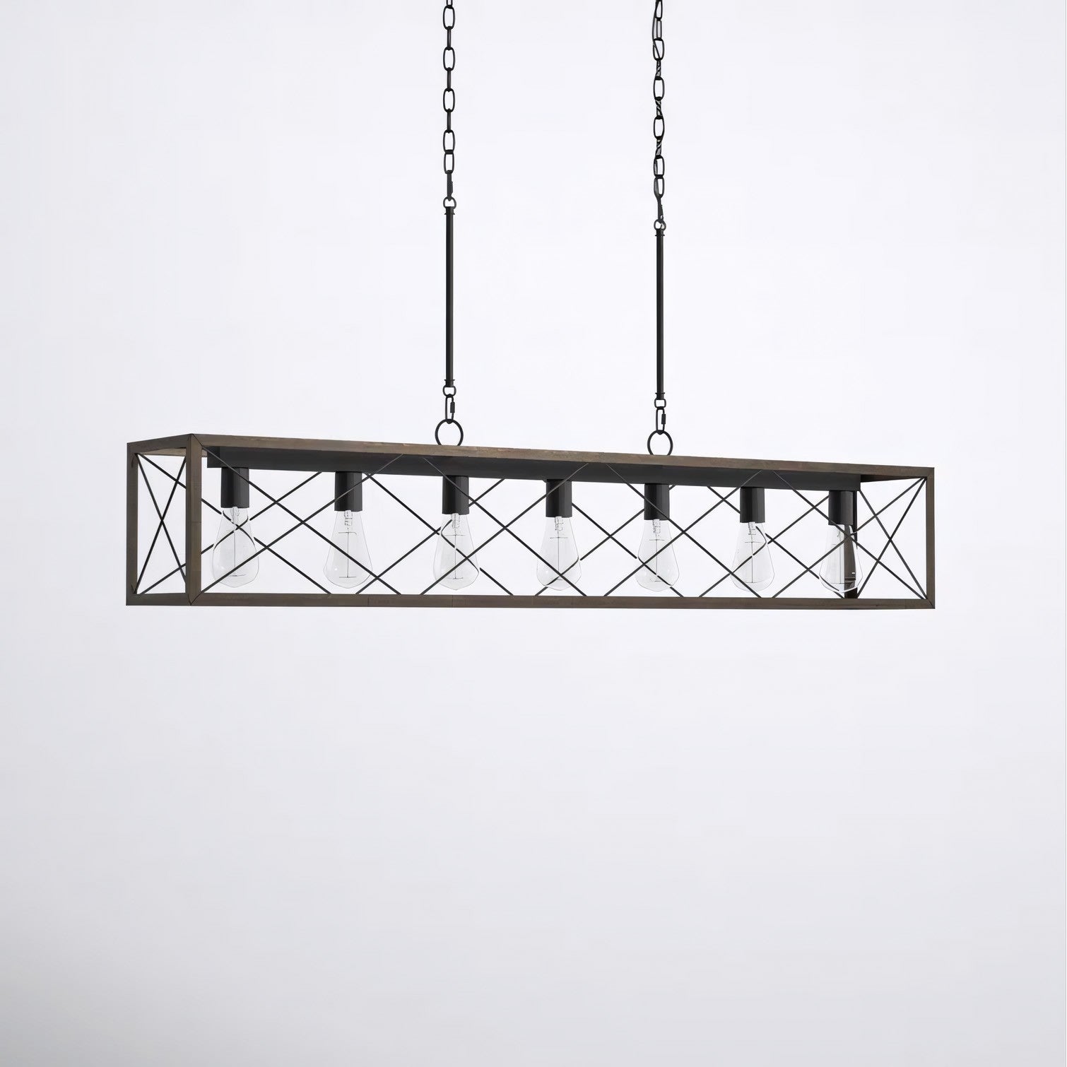 Wrylor Farmhouse 7 Light Steel Rectangle Chandelier