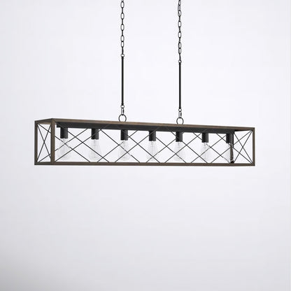 Wrylor Farmhouse 7 Light Steel Rectangle Chandelier
