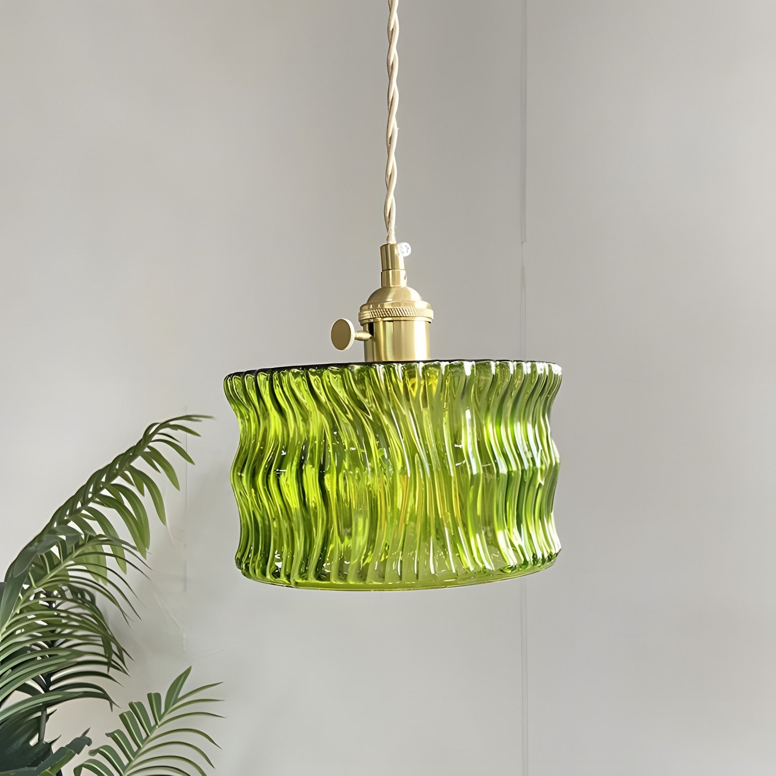 Roslyn Retro Stained Ribbed Glass Pendant Light