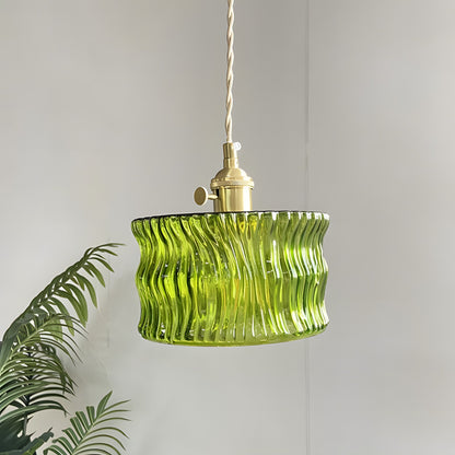 Roslyn Retro Stained Ribbed Glass Pendant Light