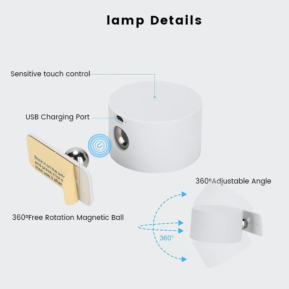 Ozoo Rechargeable Wall Mounted Reading Lights for Bedroom
