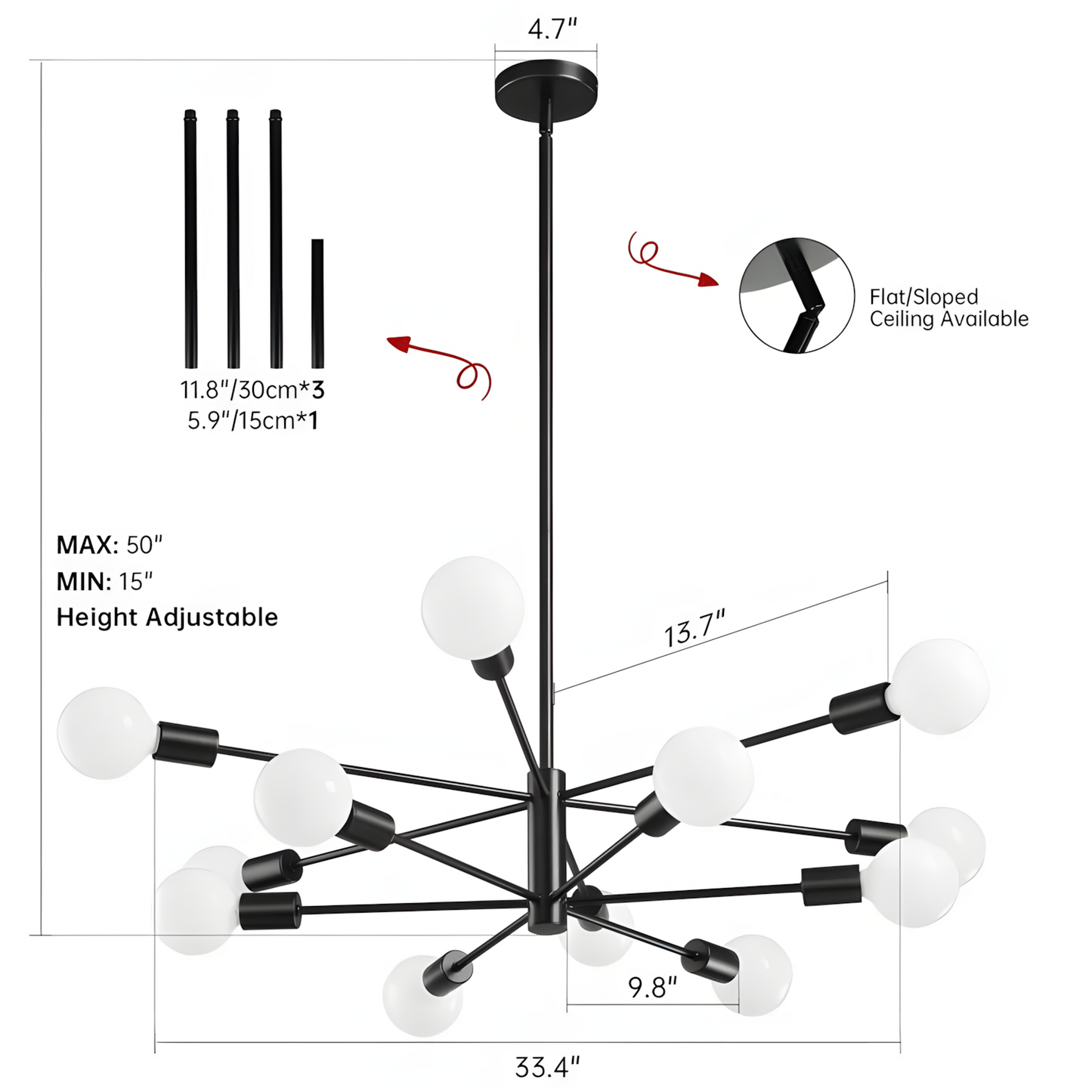 Drayven Modern Tiered Sputnik Metal Chandelier
