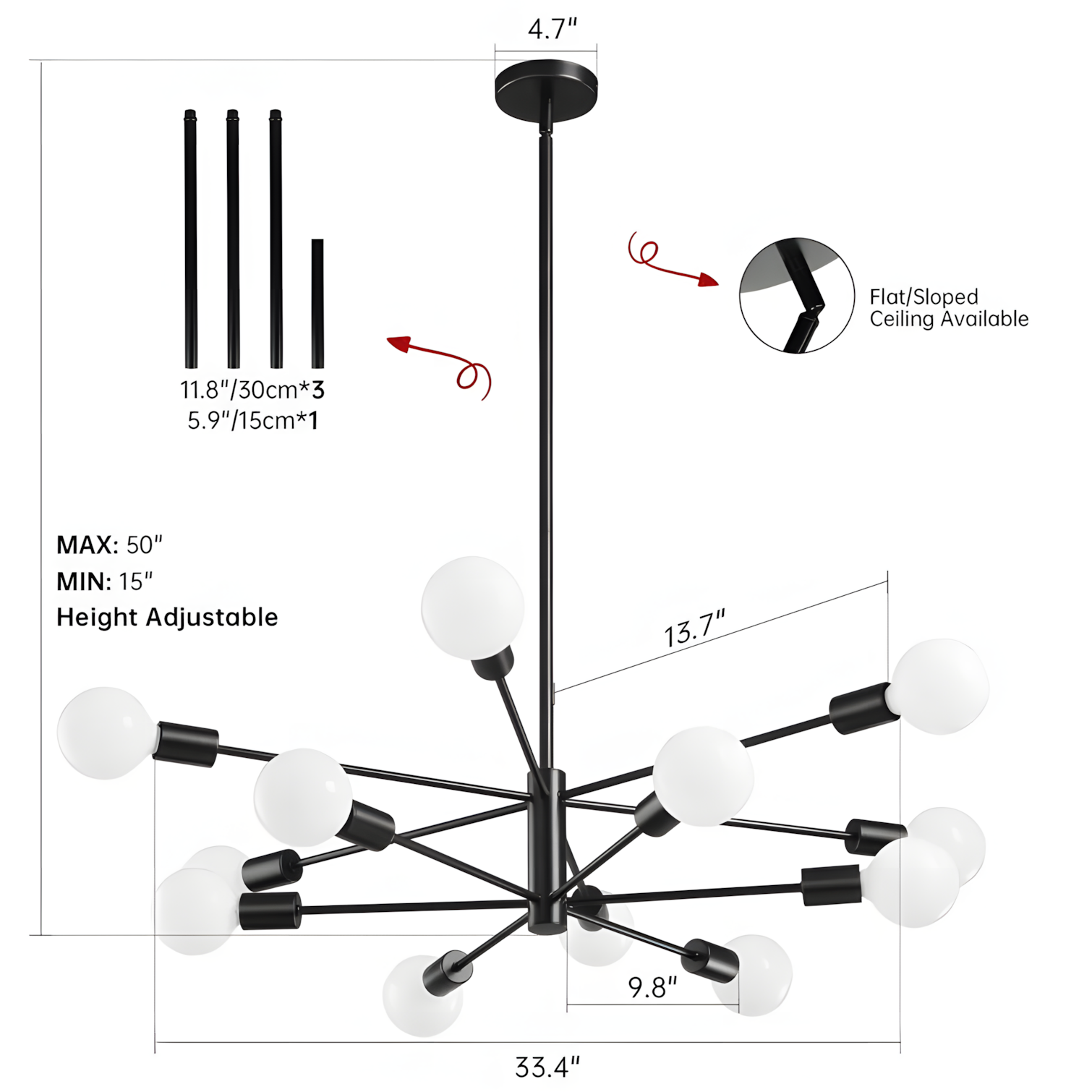 Drayven Modern Tiered Sputnik Metal Chandelier