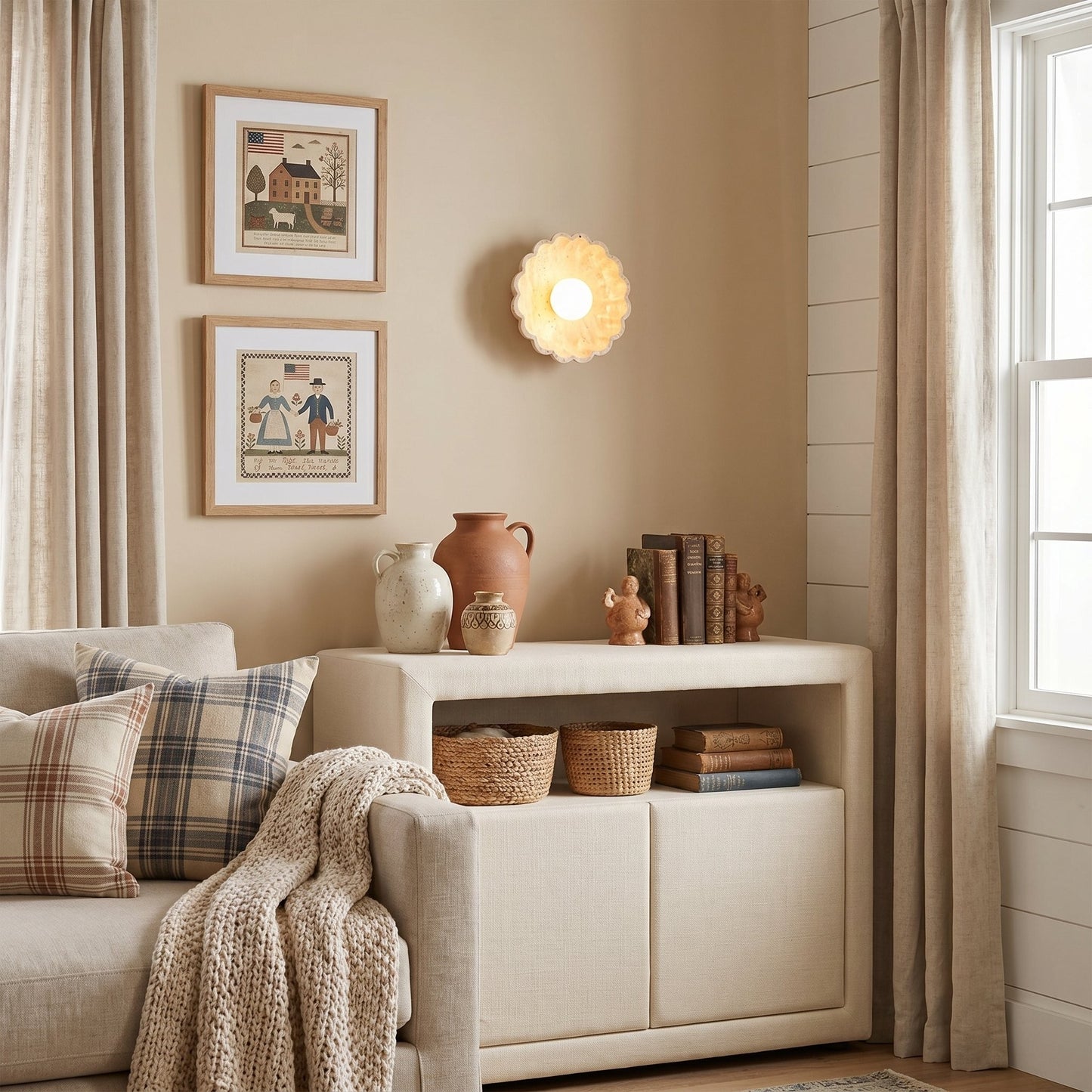 Ailish Modern Travertine Flower-Shaped Wall Lamp