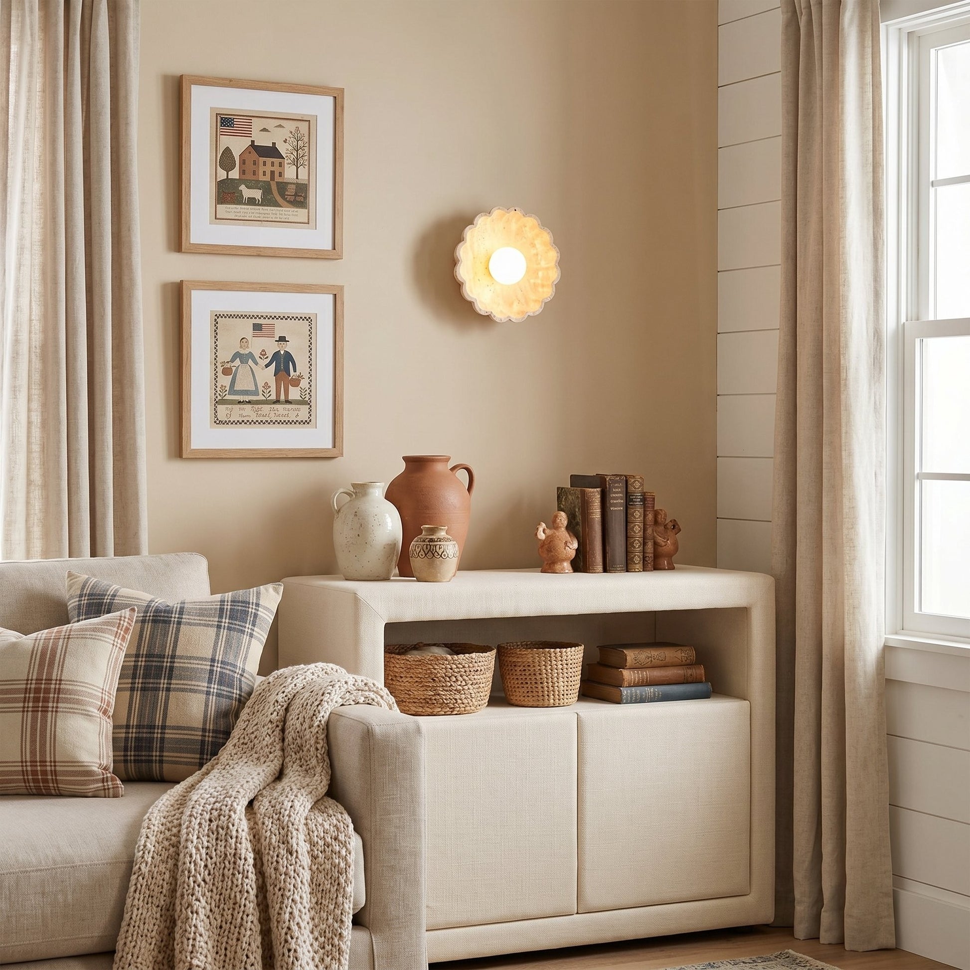 Ailish Modern Travertine Flower-Shaped Wall Lamp