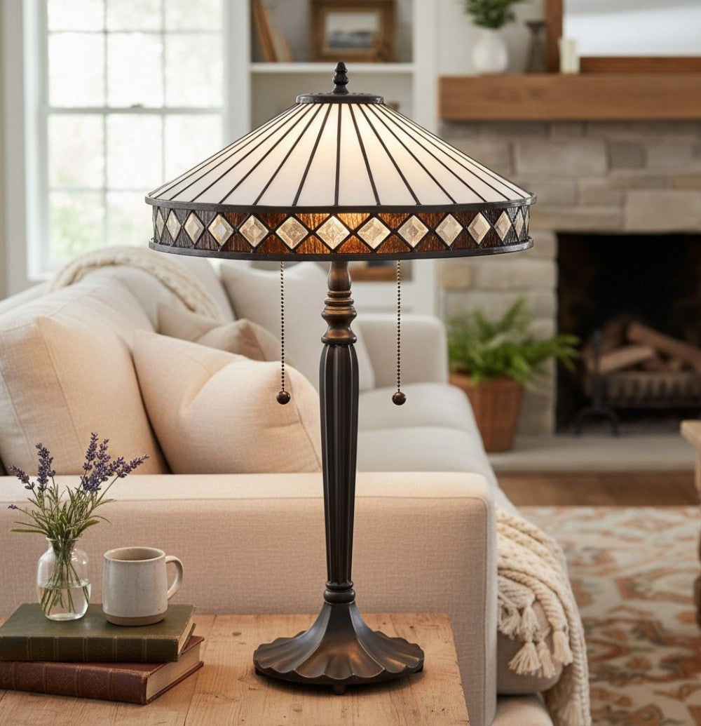 Zephira Tiffany White Glass Table Lamp