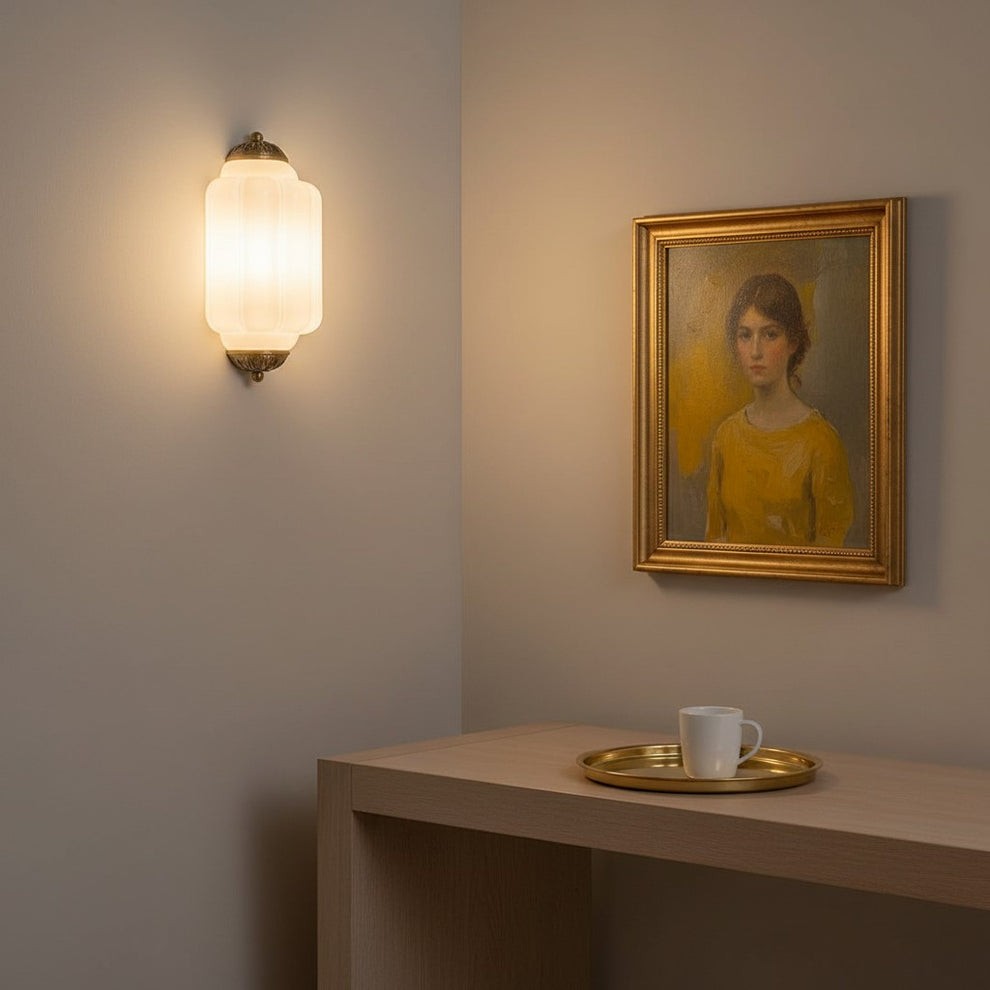 Vintage Elegant Milk Glass Eloise Wall Sconce - Retro Accent Lighting for Bathroom\Bedroom\Hallway
