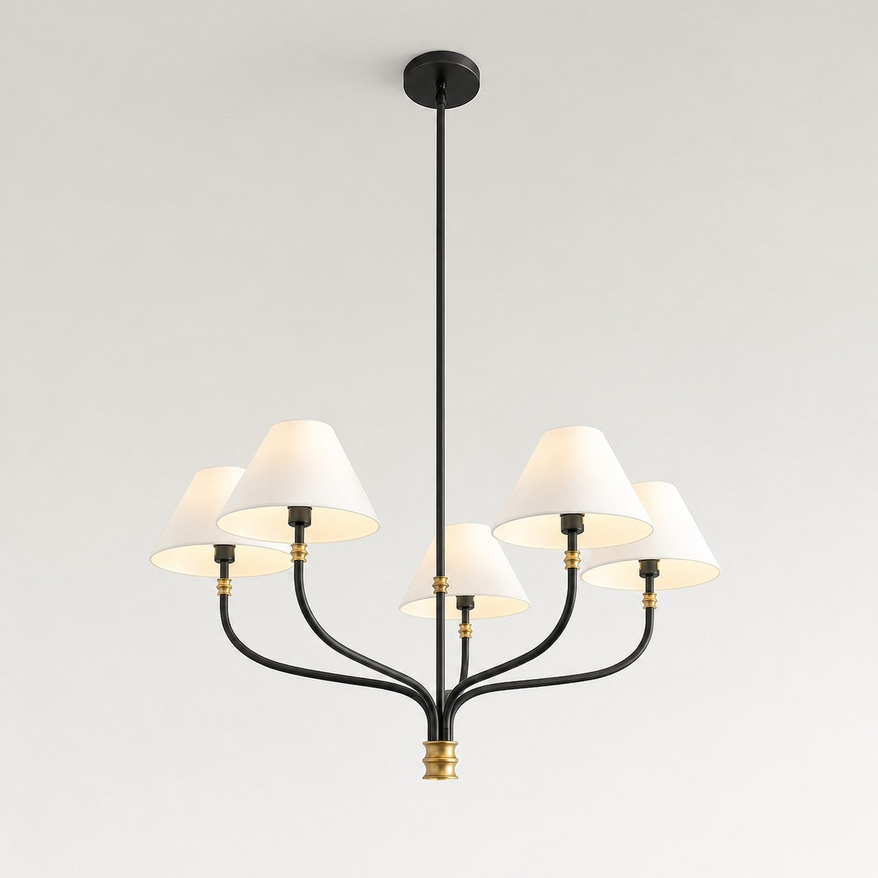 Ashlyn Modern 5/6 Light White Linen Conical Chandelier