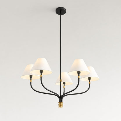 Ashlyn Modern 5/6 Light White Linen Conical Chandelier