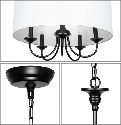 Nyneve 5 Light Dimmable Fabric Drum Chandelier