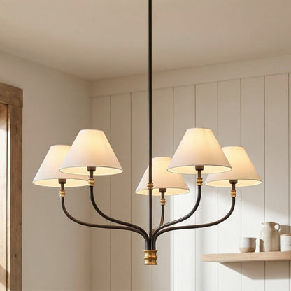 Ashlyn Modern 5/6 Light White Linen Conical Chandelier