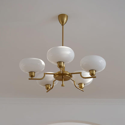 Shadella Modern Cream Glass Bauhaus Chandelier