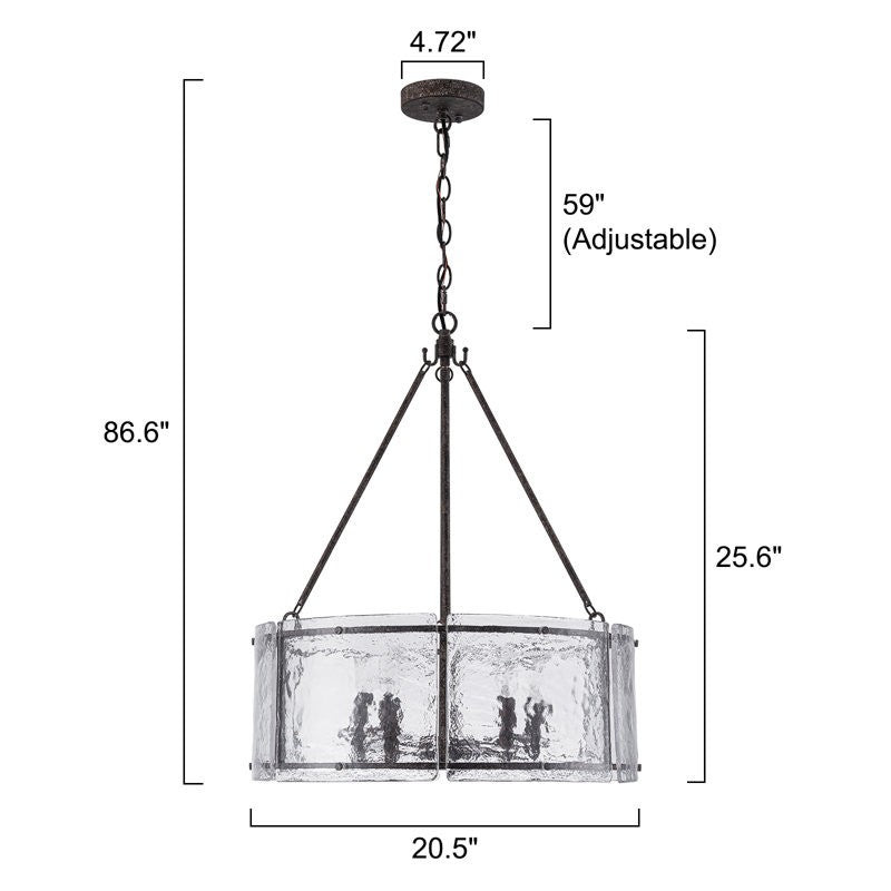 Coriander Farmhouse Water Ripple Glass Drum Chandelier