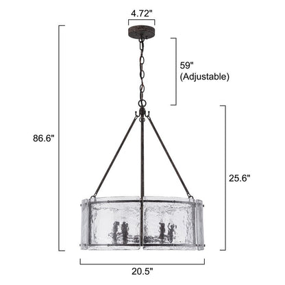 Coriander Farmhouse Water Ripple Glass Drum Chandelier