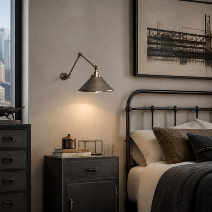 Galilea Industrial Brass Adjustable Wall Lamp