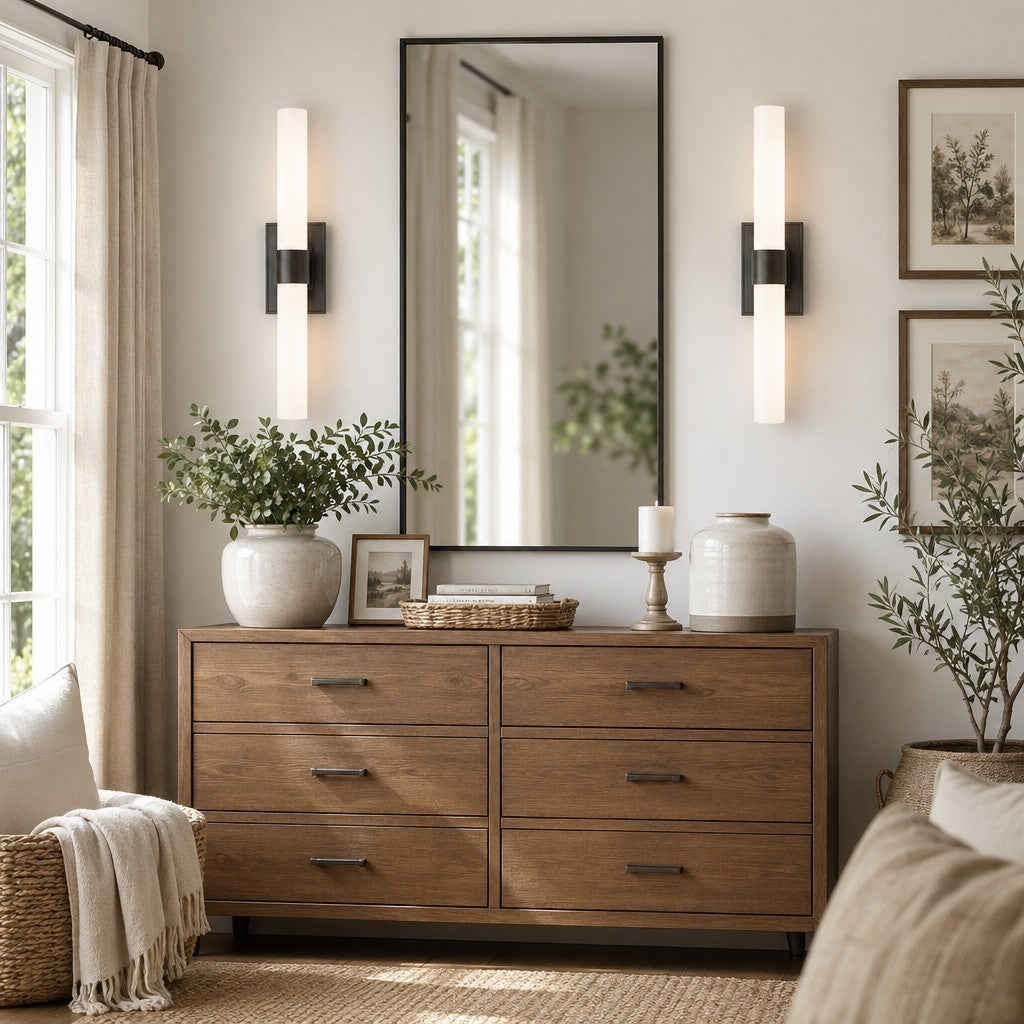 Zinnia Glass Tube Double Wall Mounted Light