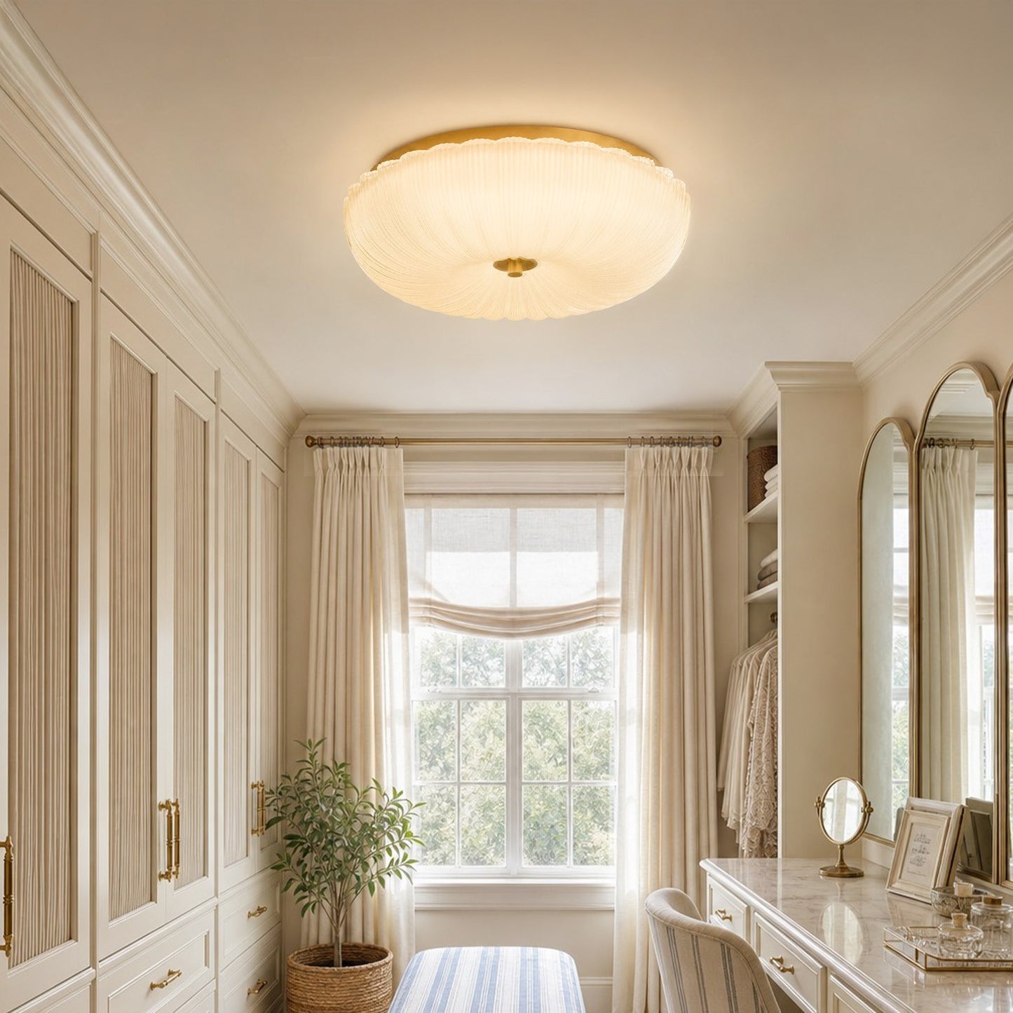 Caladri French Round Ripple LED Glass Ceiling Light