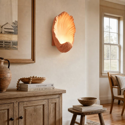 Kristian French Vintage Ceramic Cream Shell Wall Sconce