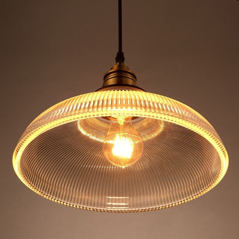 Aevia Vintage Transparent Striped Glass Pendant Light