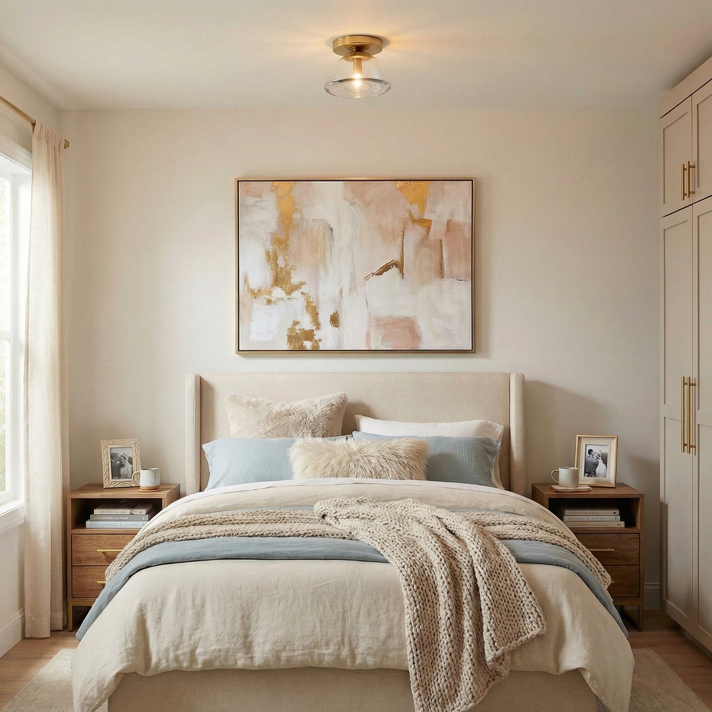 Brenna Modern Brass Cast Glass Dome Flush Mount & Wall Sconce